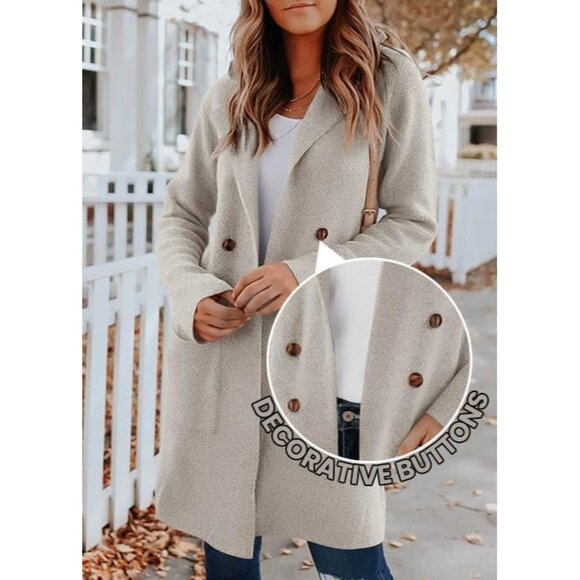 Women's Knit Cardigan Sweater Open Front Long Coat Casual Business - Picture 3 of 5